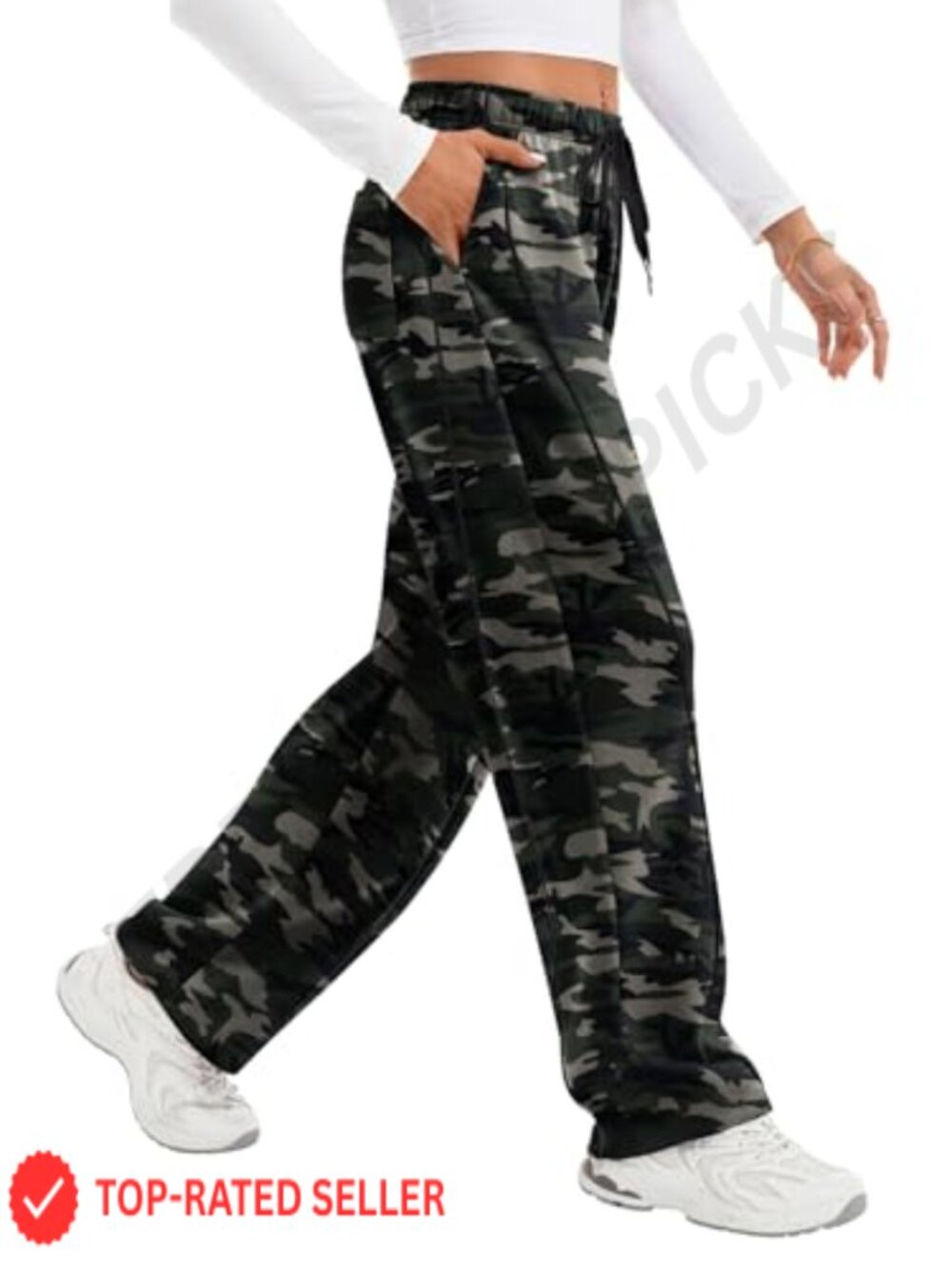 Cotton Blend High Waisted Barrel Wide Leg Track Pants